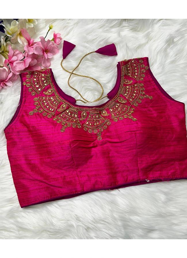 Phantom Silk Hot Pink Festival Wear Hand Work Readymade Blouse